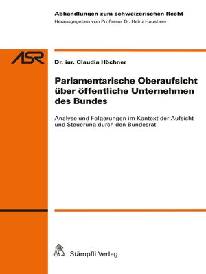 cover image of Parlamentarische Oberaufsicht über öffentliche Unternehmen des Bundes